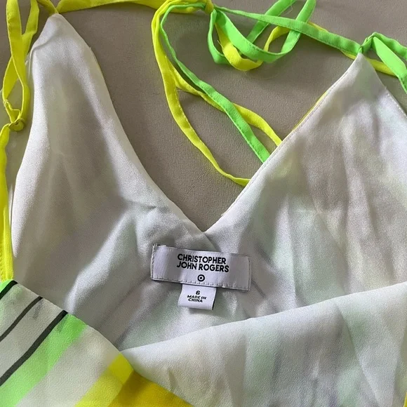 Vibrant Yellow and Green Striped Dress - Picture 3 of 6